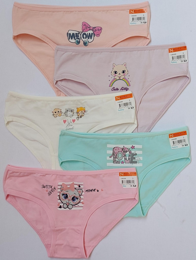 Детские трусики для девочки - цветные с котиками
