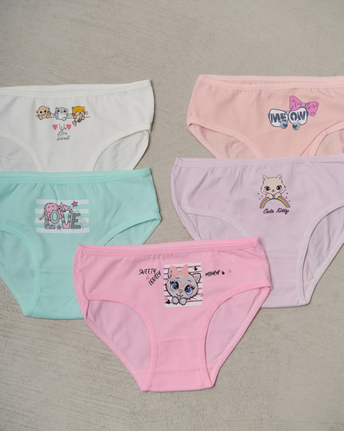 Детские трусики для девочки - цветные с котиками
