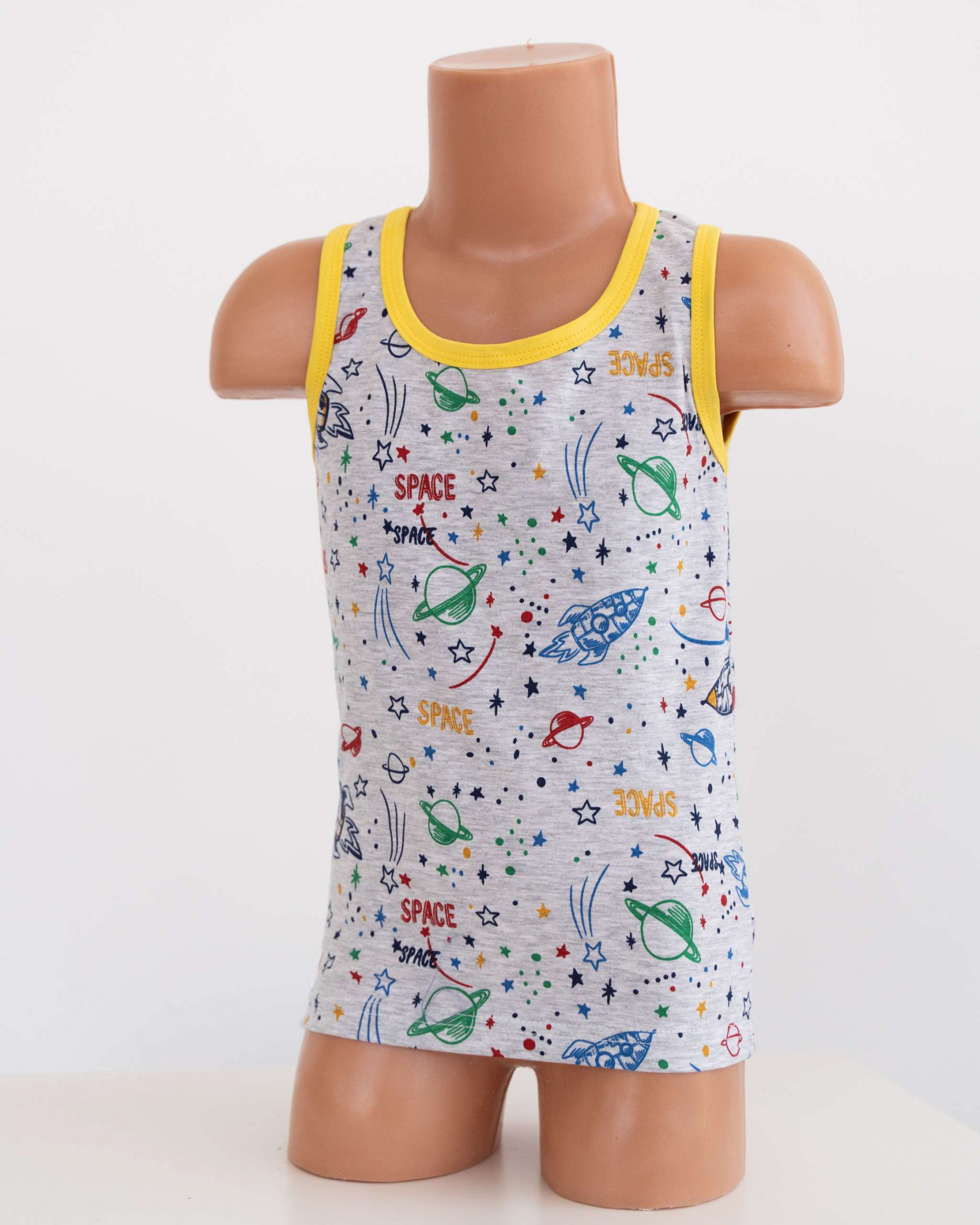 Майка для хлопчика сіра - космічний принт