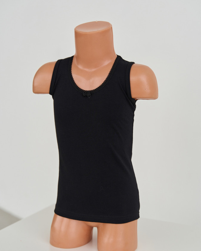 Майка на дівчинку з широкою бретелькою - чорна