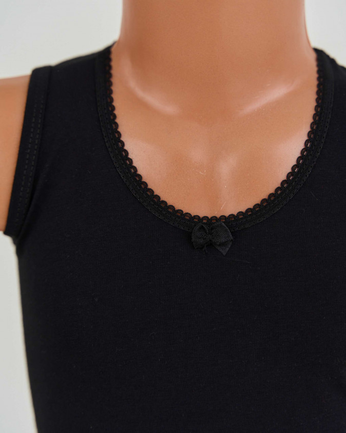 Майка на дівчинку з широкою бретелькою - чорна