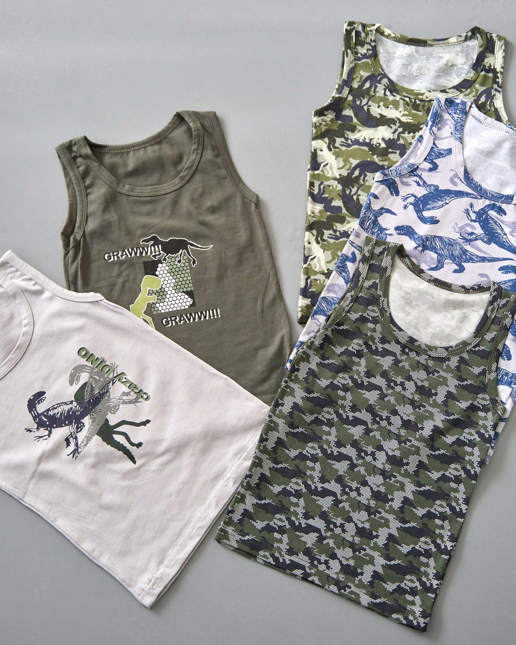 Майка дитяча на хлопчика мікс хакі - Динозаврики