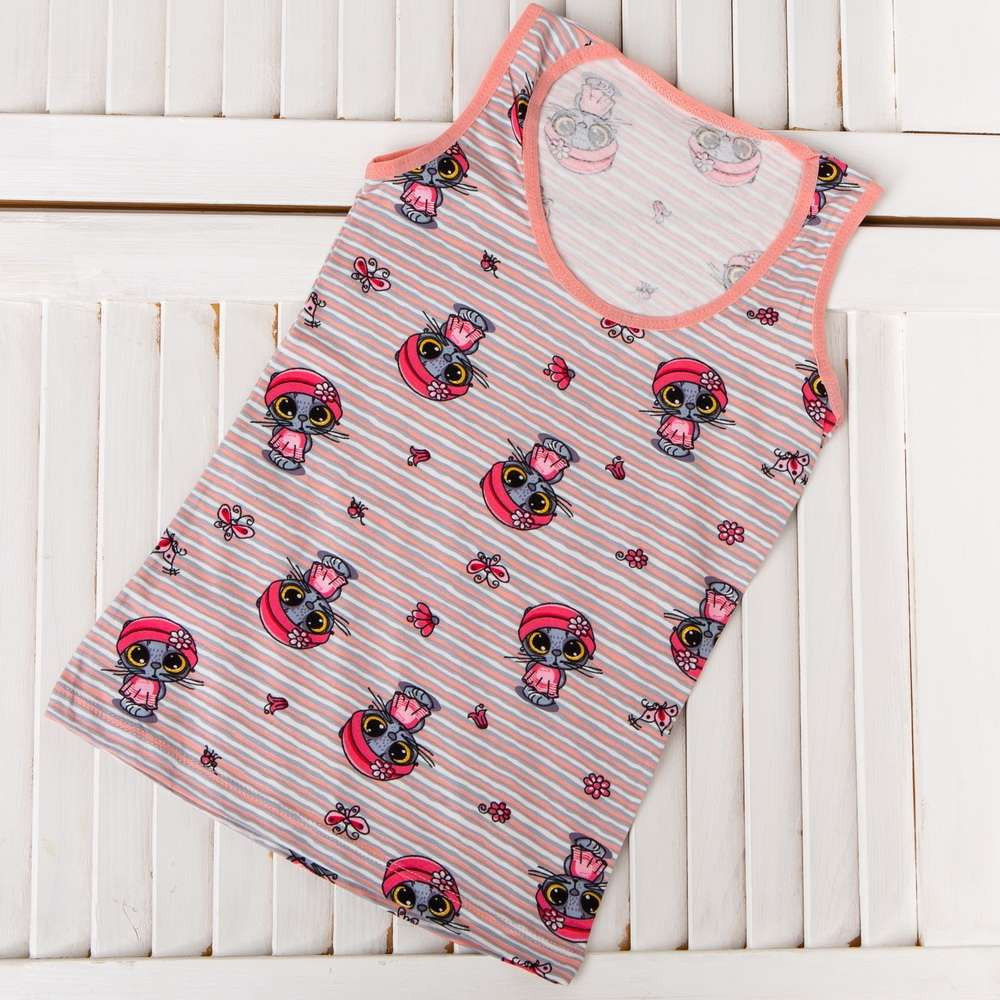 Майка на дівчинку, широка бретель - Котики