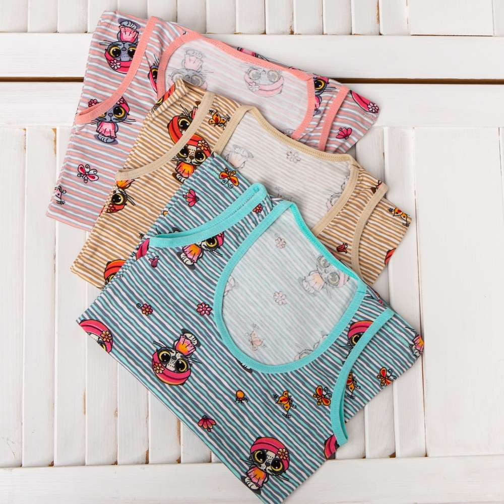 Майка на дівчинку, широка бретель - Котики