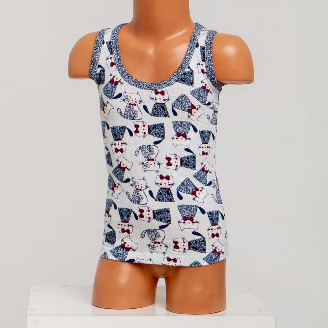 Майка на дівчинку, темно-синя з котиками