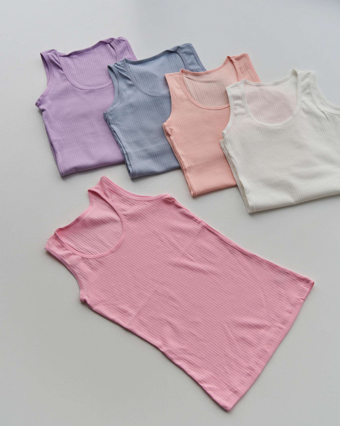 Майка на дівчинку широка бретель - в рубчик