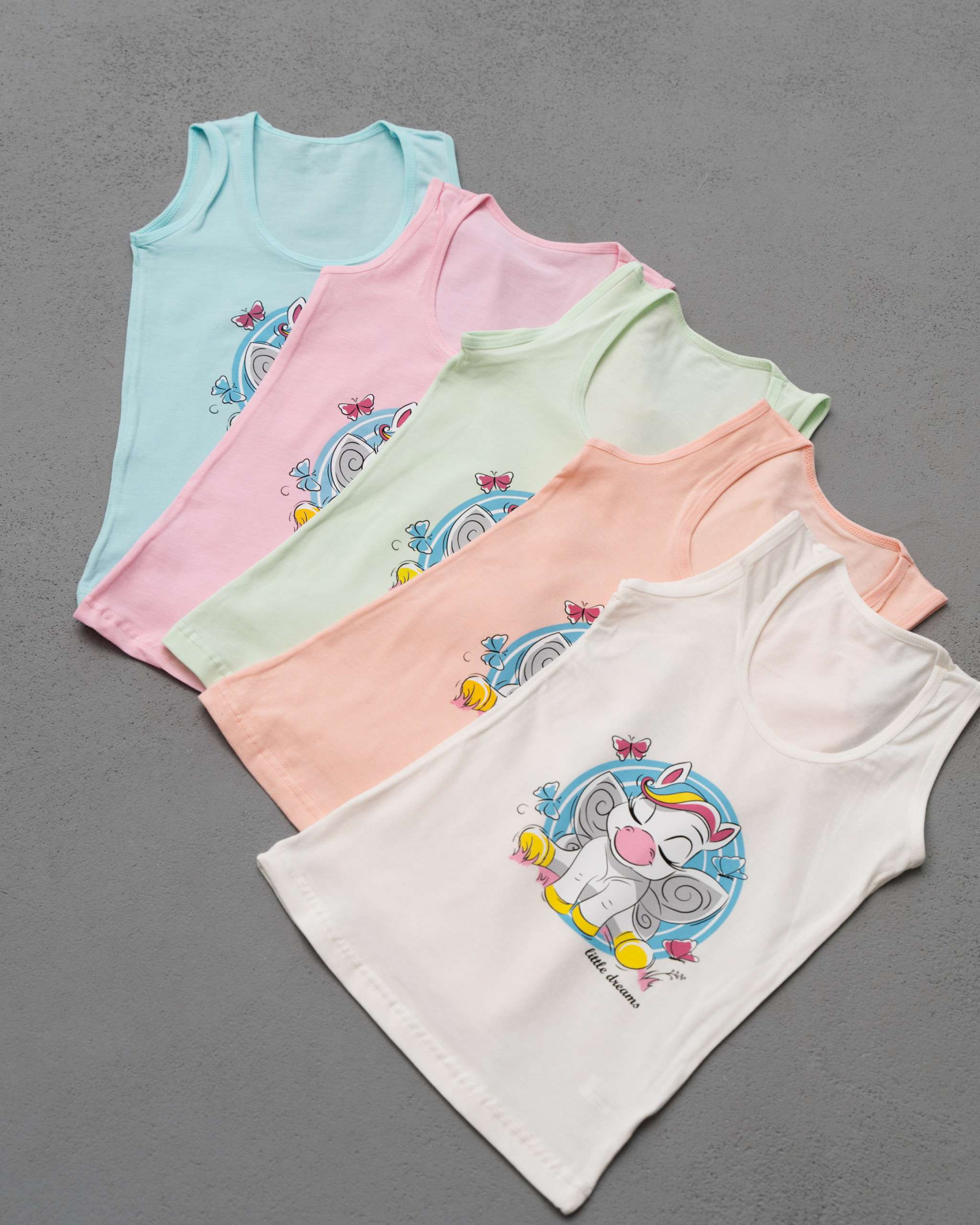 Майка на дівчинку, широка бретель - Милий єдиноріжка