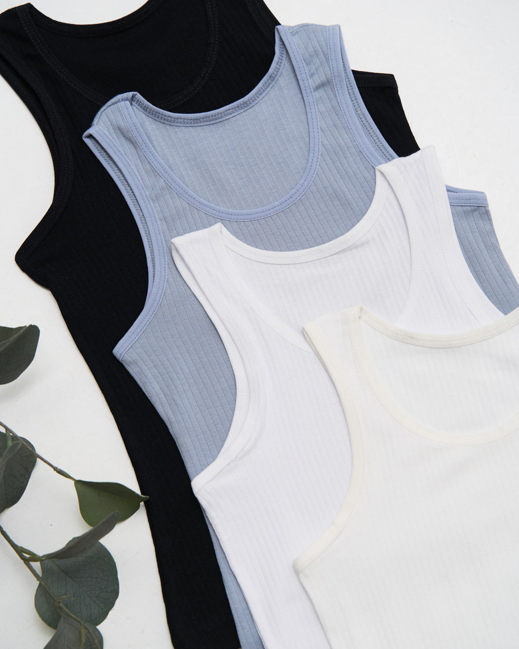 Подростковая майка на девочку, широкая бретель - в рубчик - микс