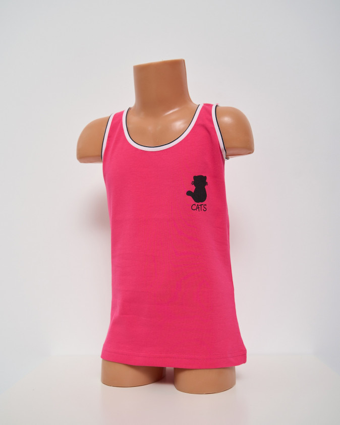 Майка на девочку-подростка, широкая бретель - с котиком