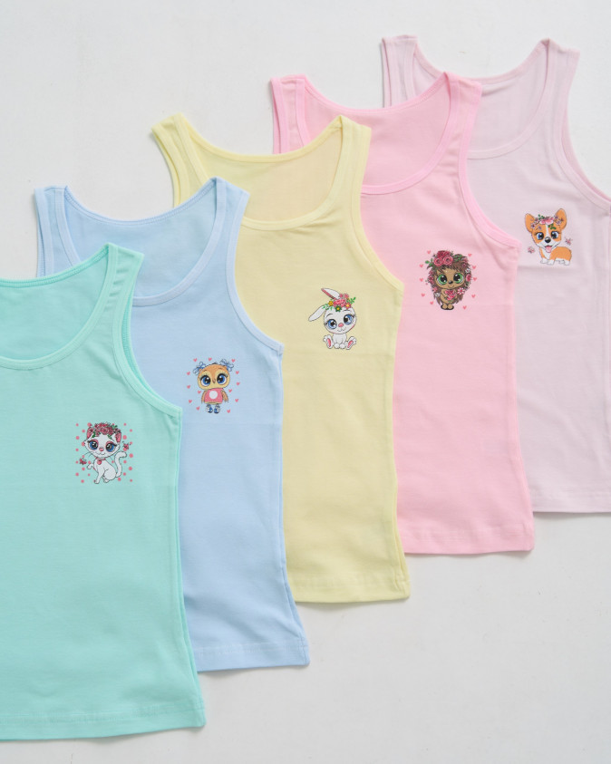 Майка на дівчинку широка бретель - Тваринки