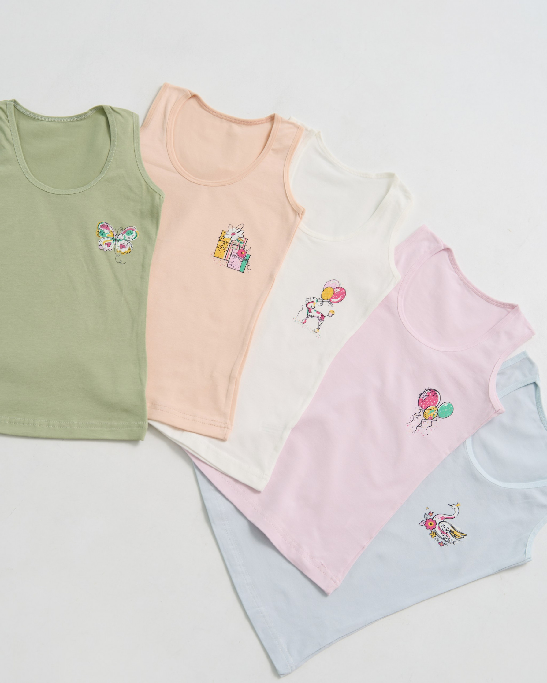 Майка на девочку широкая бретель - милый принт