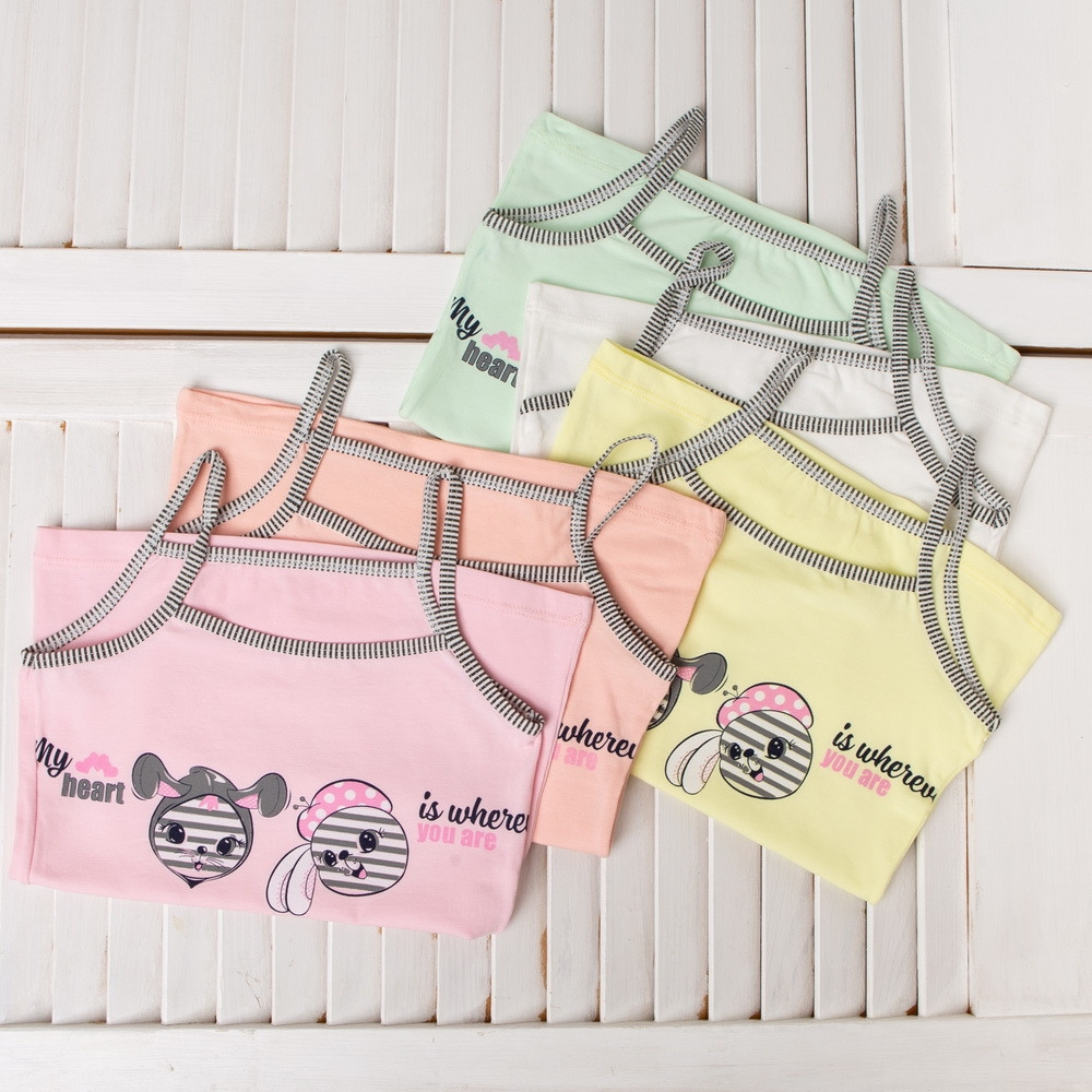 Майка на дівчинку з тонкою бретеллю - зайчики від 3 шт.