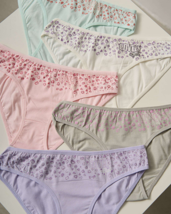 Трусики жіночі, світлий мікс - дрібні сердечка Love