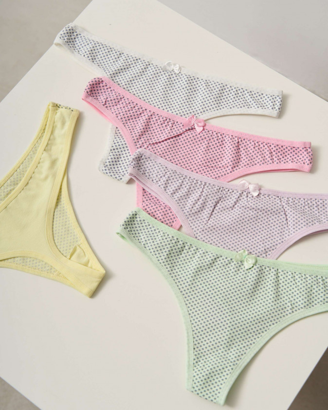 Жіночі кольорові стрінги - в стильний горошок