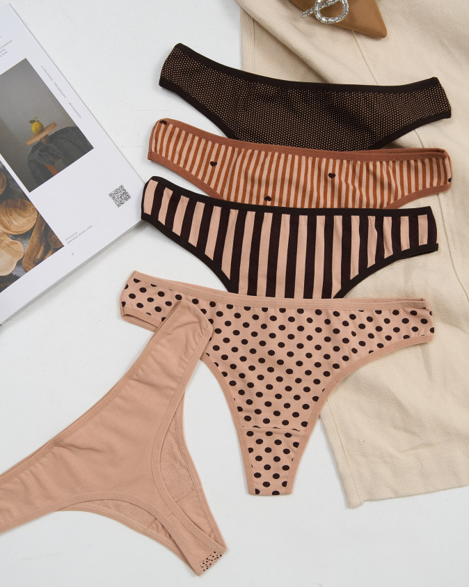 Жіночі стрінги бавовна - мікс принтів