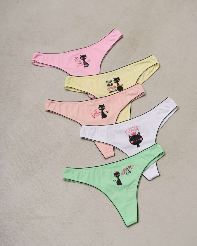 Жіночі стрінги з контрастним обрамленням - котики