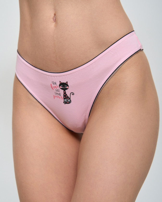 Жіночі стрінги з контрастним обрамленням - котики