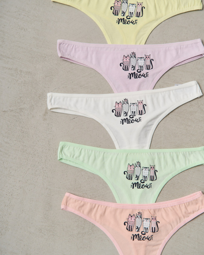Кольорові жіночі стрінги - 4 котики - пастельні кольори