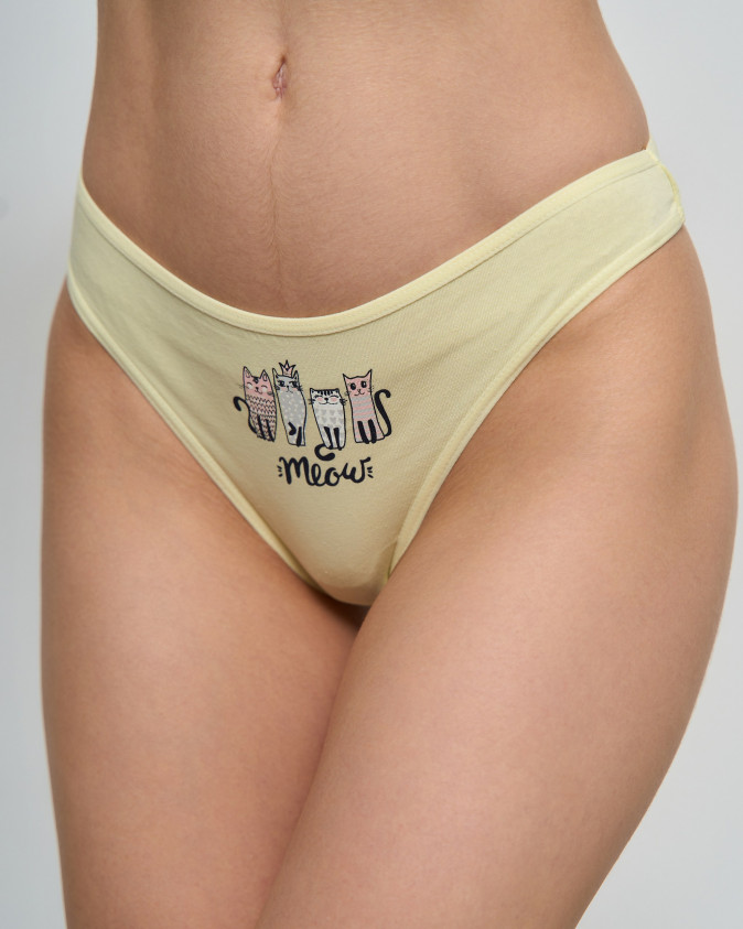 Кольорові жіночі стрінги - 4 котики - пастельні кольори