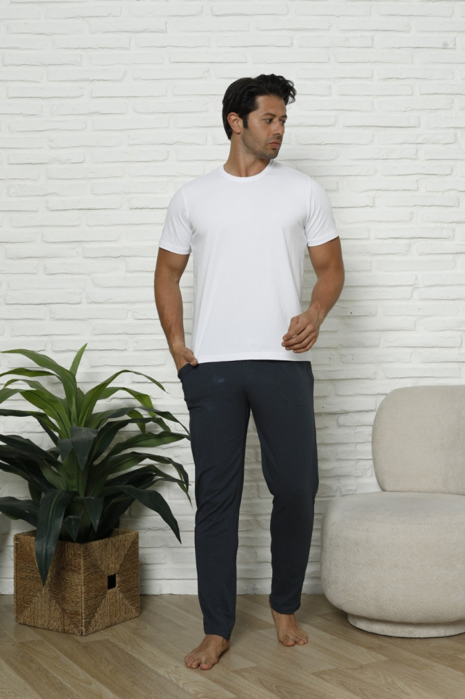Чоловічі піжамні штани - однотонні без манжету