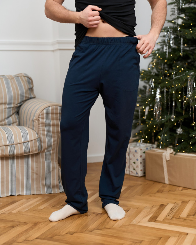 Чоловічі піжамні штани - однотонні без манжету