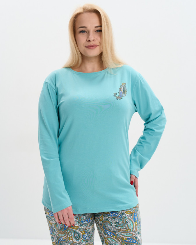 Піжама жіноча Plus Size зі штанами - Турецький огірок