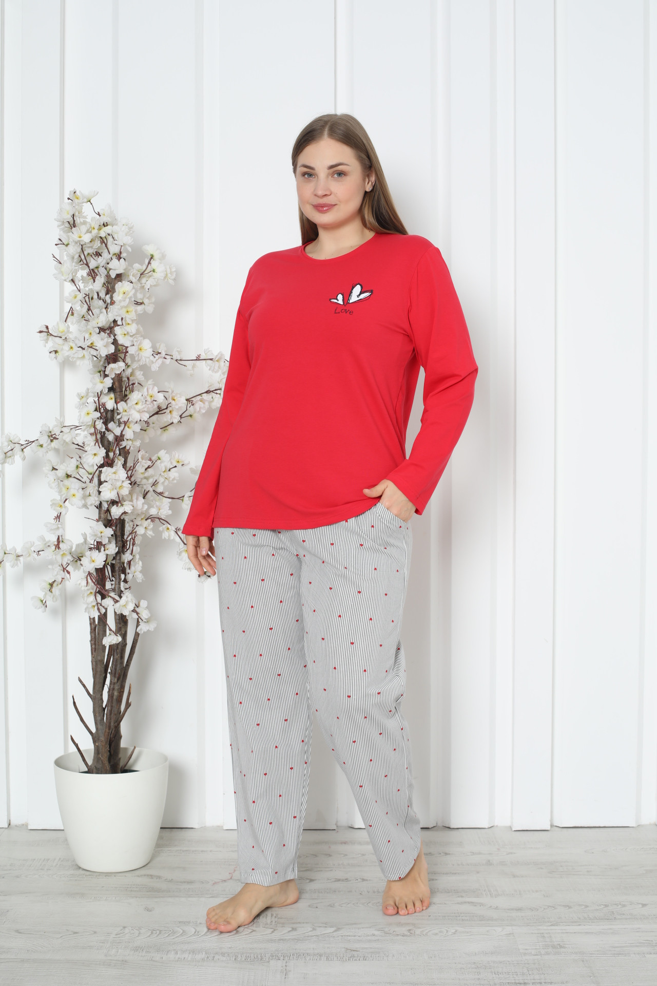 Піжама жіноча Plus Size червона - Love
