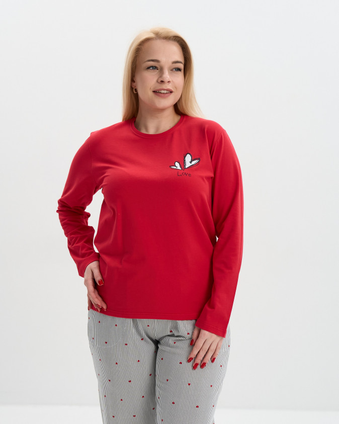 Піжама жіноча Plus Size червона - Love