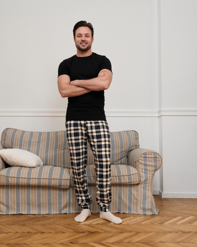 Чоловічі піжамні штани - чорно-жовта клітинка