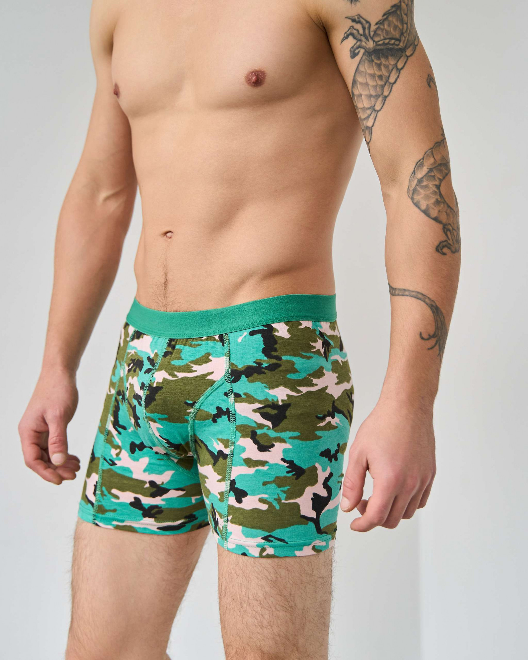 Чоловічі труси-боксери зелене мілітарі - Tom John