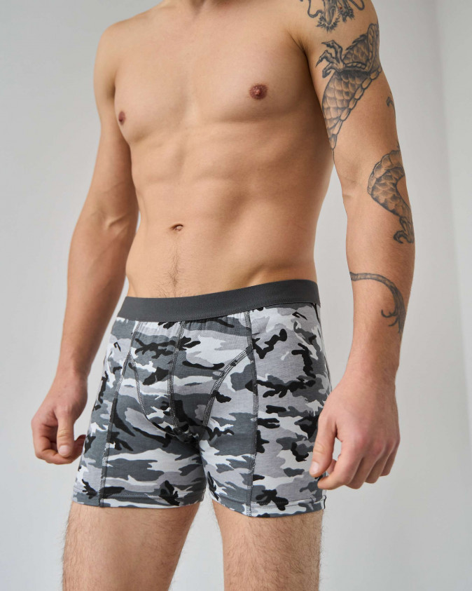 Чоловічі труси-боксери сірий мілітарі - Tom John