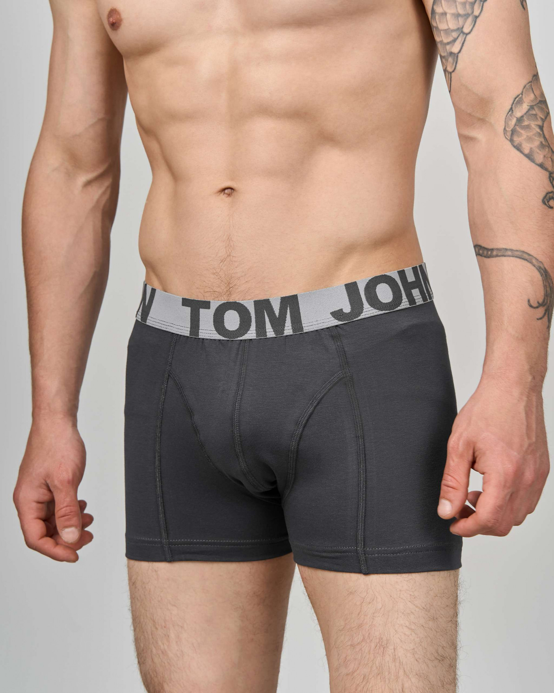 Труси-шорти чоловічі однотонні - Tom John - Темно-сірі