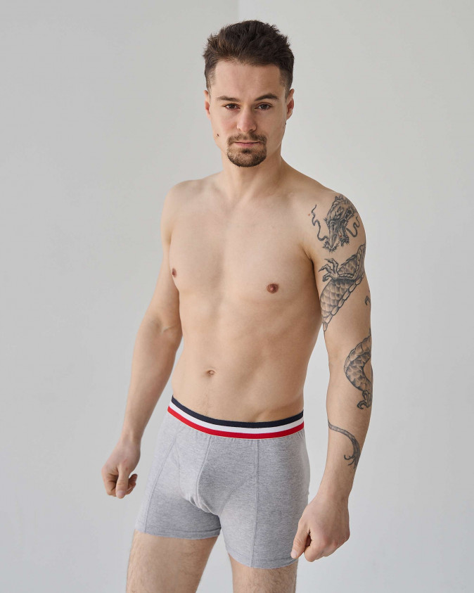 Боксери чоловічі зі смугастою резинкою - Світло-сірий