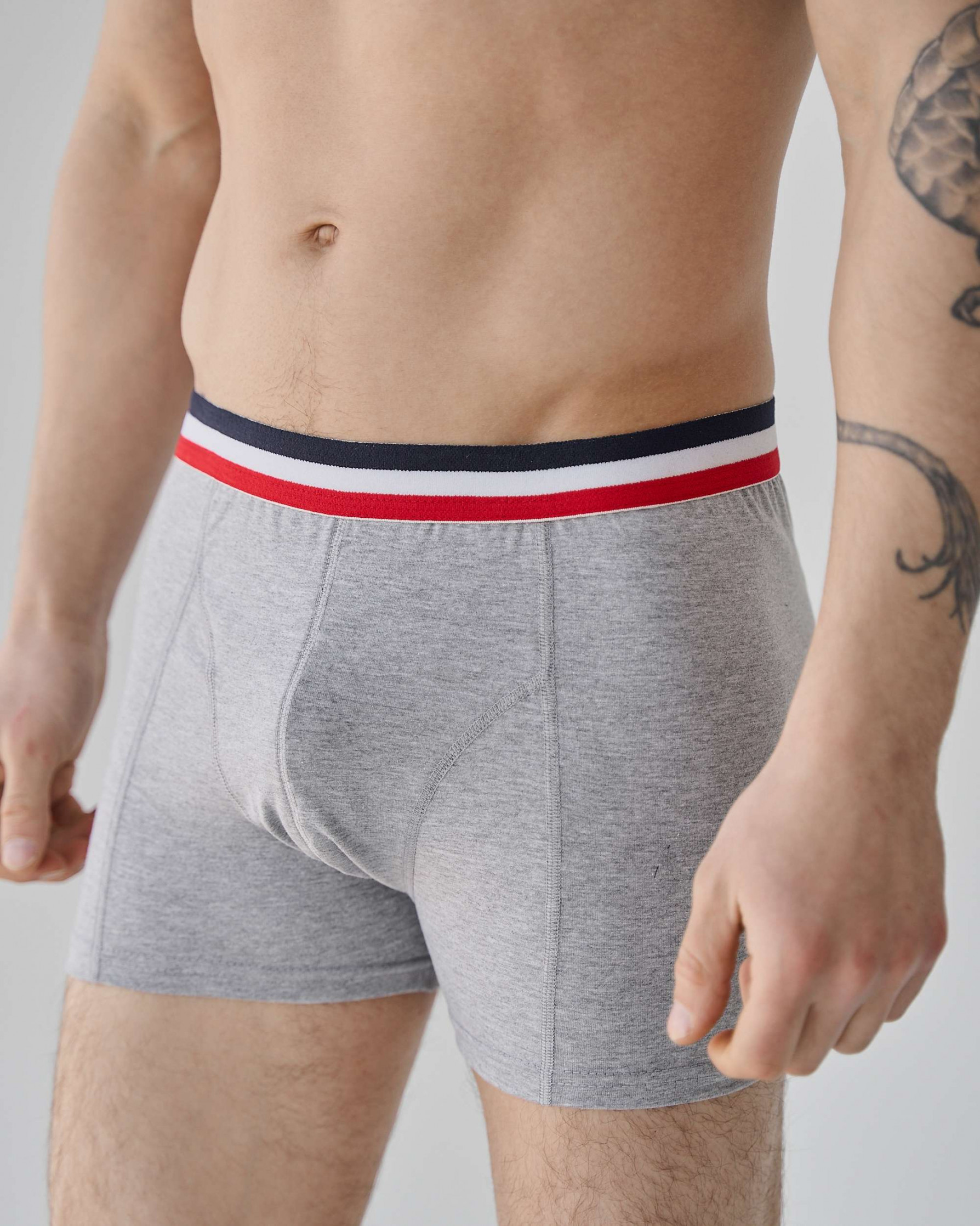 Боксери чоловічі зі смугастою резинкою - Світло-сірий