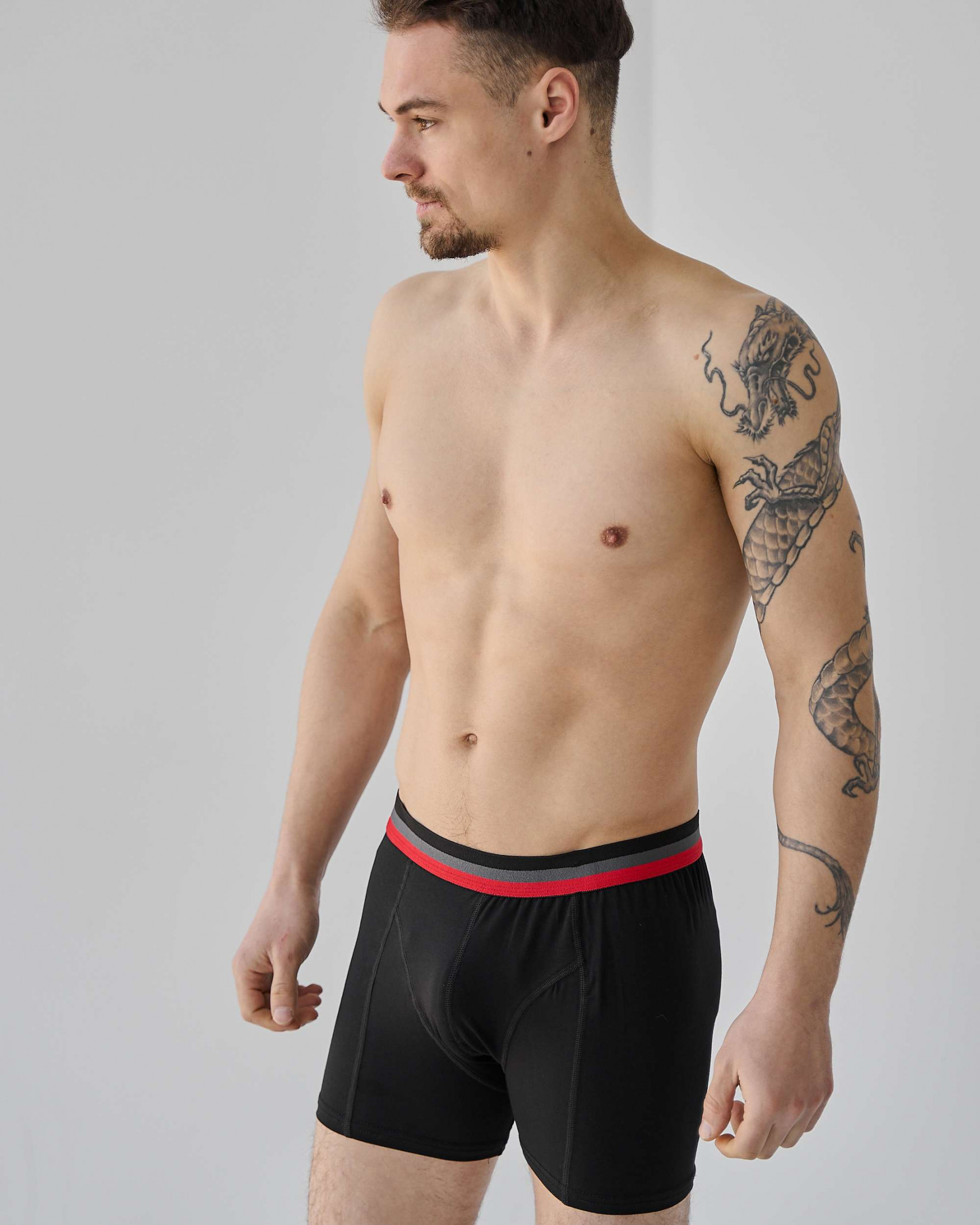 Боксери чоловічі зі смугастою резинкою - Чорний