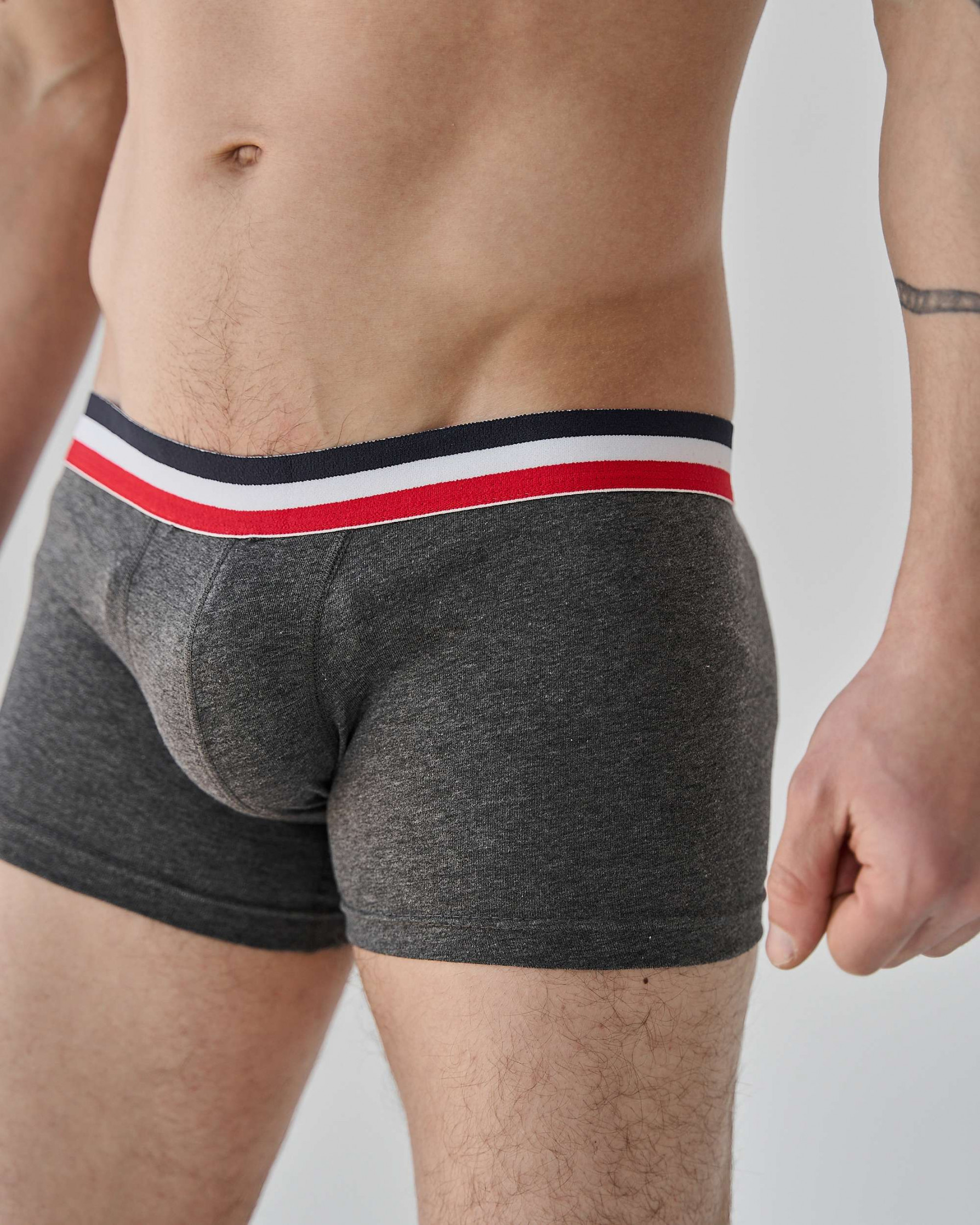 Боксери чоловічі зі смугастою резинкою - Короткі - Сірий