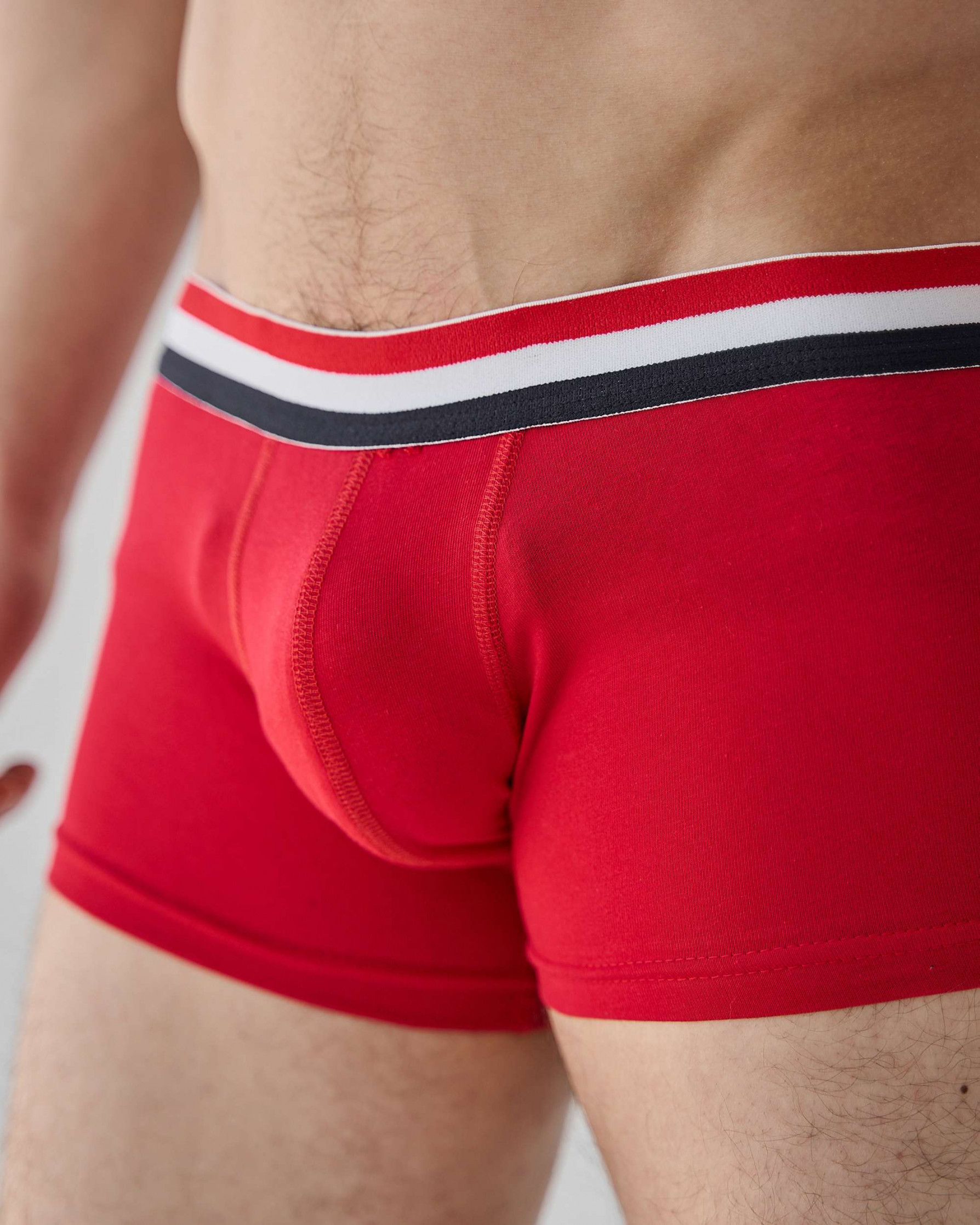 Боксери чоловічі зі смугастою резинкою - Короткі - Червоний