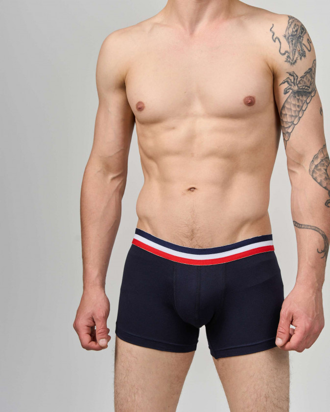 Боксери чоловічі зі смугастою резинкою - Короткі - Темно-синій