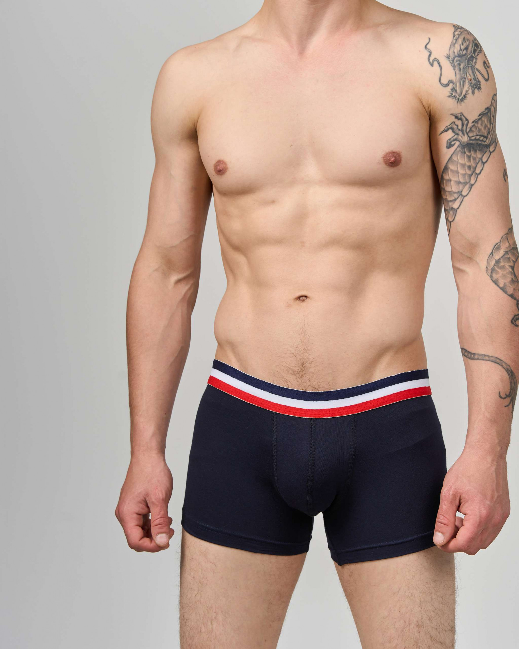 Боксери чоловічі зі смугастою резинкою - Короткі - Темно-синій