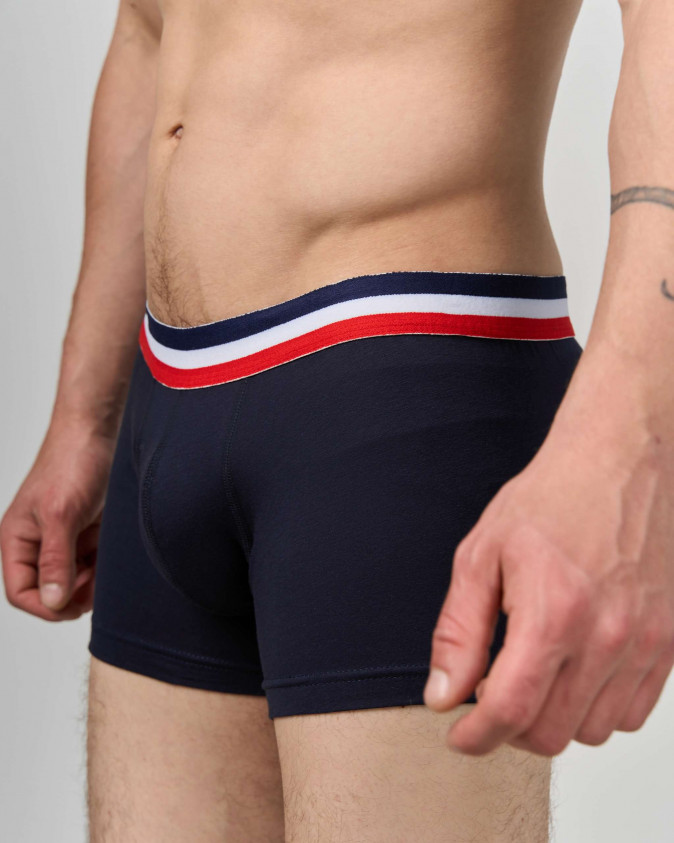 Боксери чоловічі зі смугастою резинкою - Короткі - Темно-синій