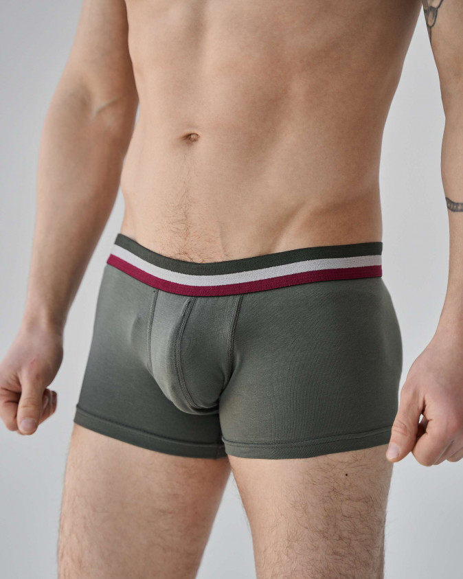 Боксери чоловічі зі смугастою резинкою - Короткі - Хакі