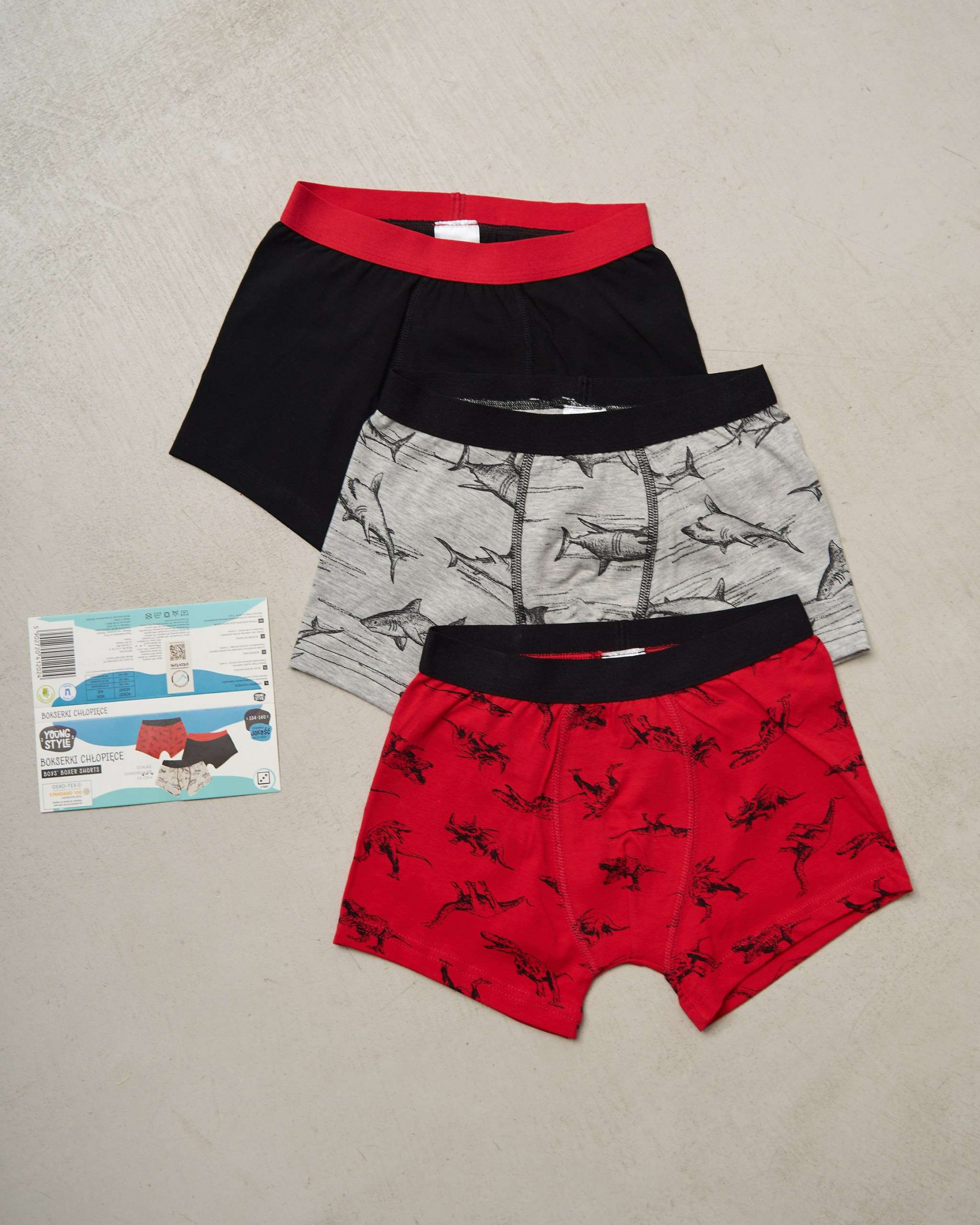 Боксеры подростковые на мальчика - Динозавры и акулы 6 шт.