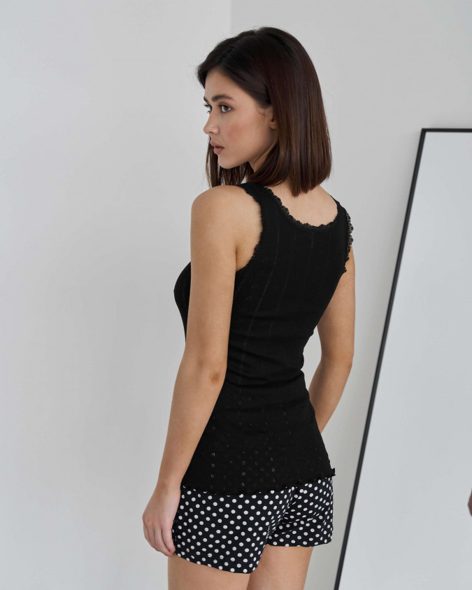 Майка жіноча з мереживом - Чорний