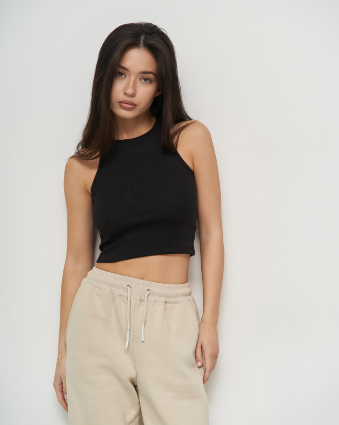 Майка жіноча коротка - кроп-топ - в рубчик