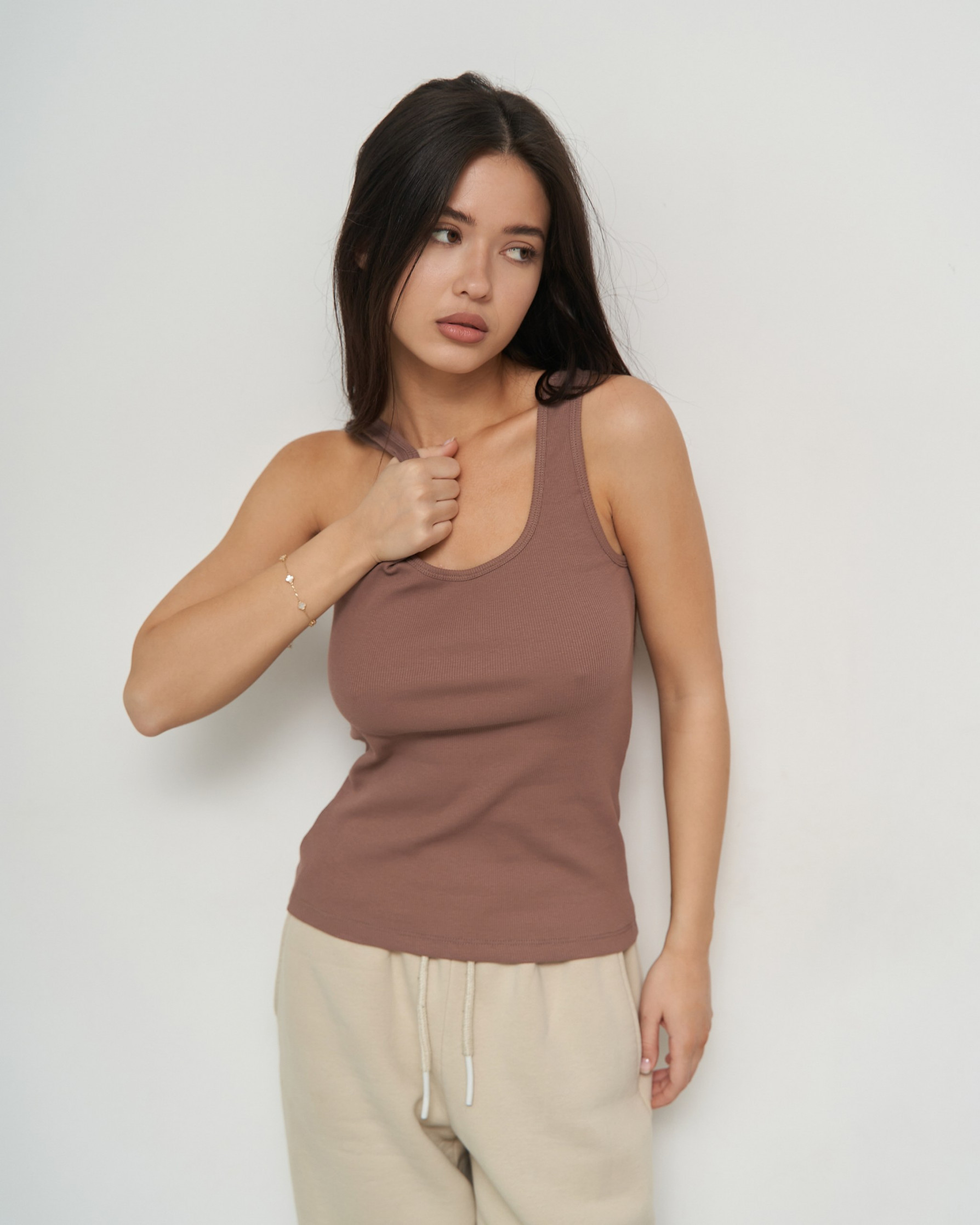 Майка жіноча - широка бретель - в рубчик - Ozkan