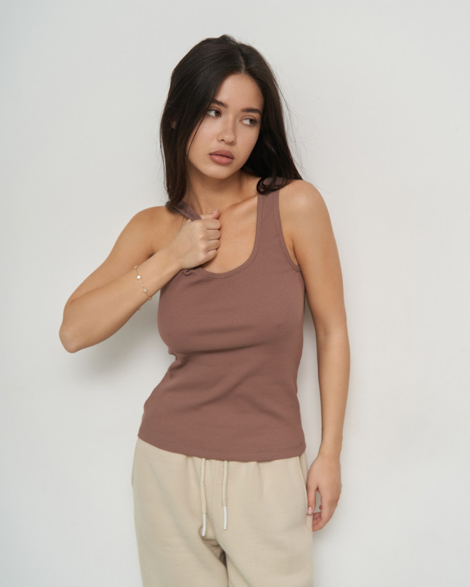 Майка жіноча - широка бретель - в рубчик - Ozkan