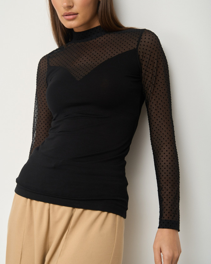 Жіноча кофтинка з прозорими рукавами і декольте - Ozkan