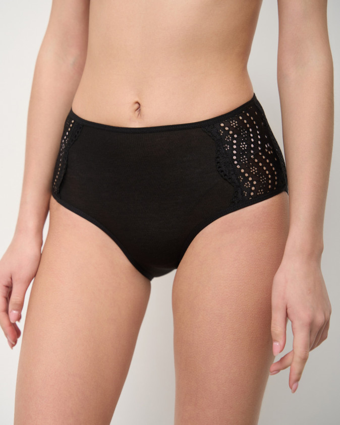 Трусики з мереживом по боках - чорні, молочні - MODAL