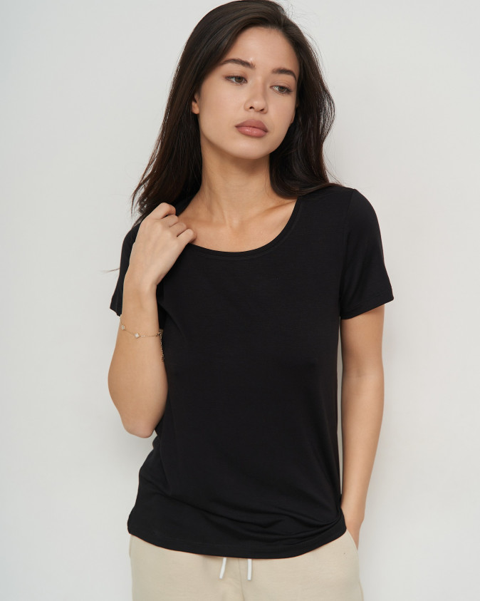 Футболка из вискозы женская - Белый, Черный - Ozkan