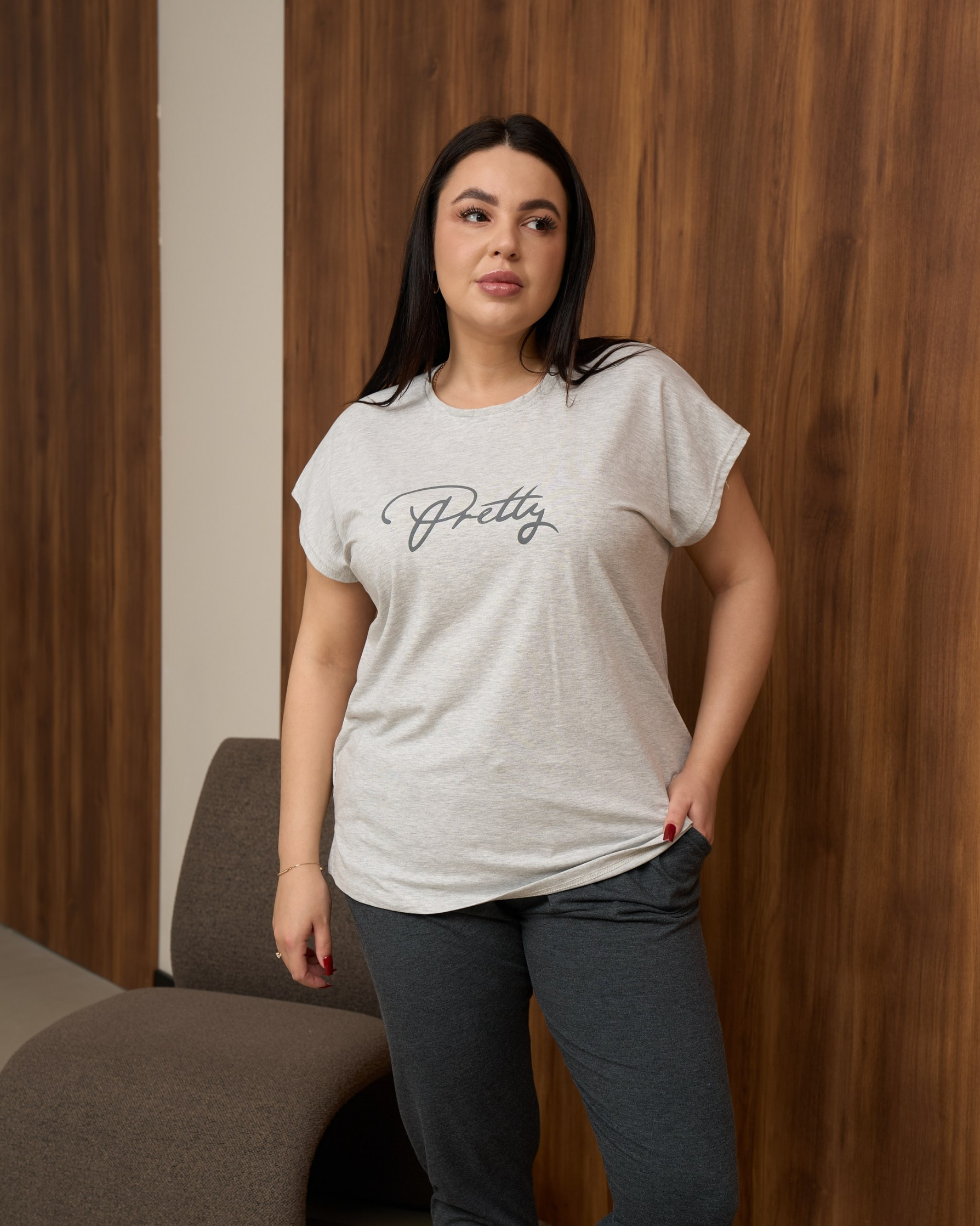Комплект женский Plus Size с капри - Pretty